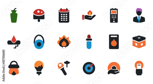 Colorful Set of Various Icon Illustrations for Design and Web.