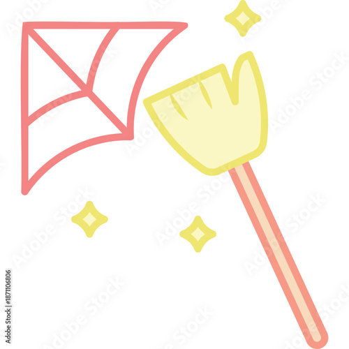 Broom cleaning a kite icon