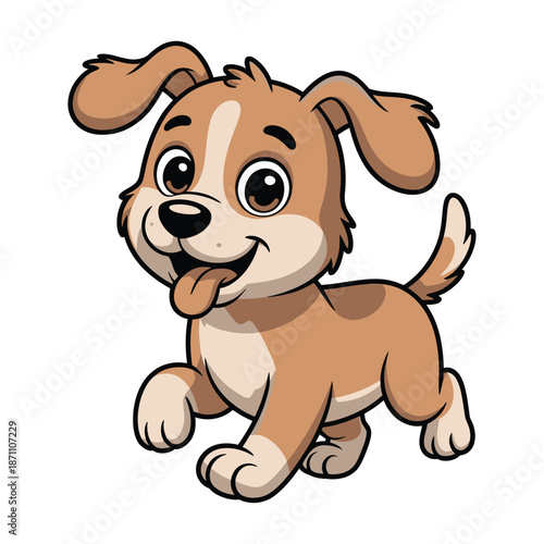 Wallpaper Mural A cheerful cartoon puppy with brown fur and a happy expression is playfully depicted here. Torontodigital.ca