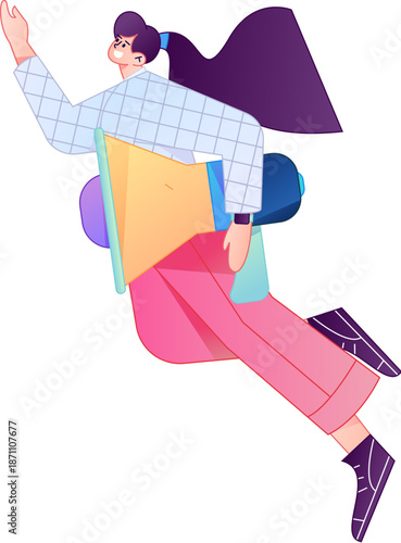 Character receiving notification messages, action poses, vector flat gradient illustration
