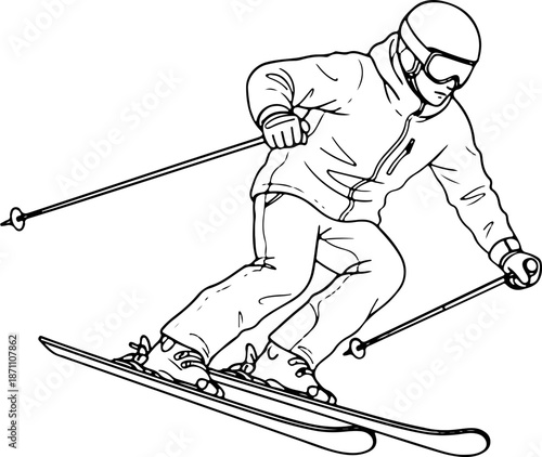 Downhill Skiing Coloring Page