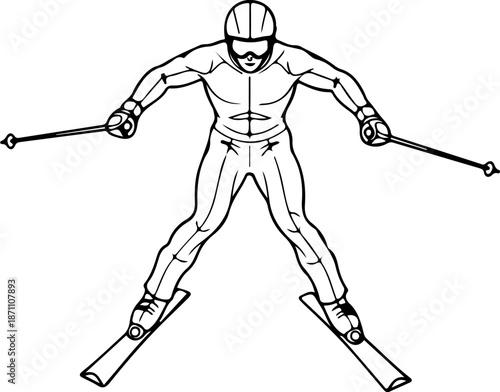Skier downhill racing illustration