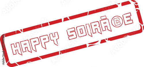 Happy Soiree elegant evening party social event greeting stamp design for invitations