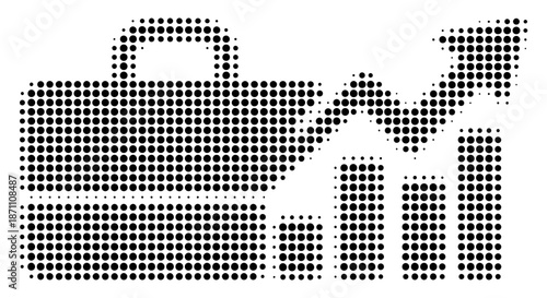 Halftone illustration of a piggy bank with coins