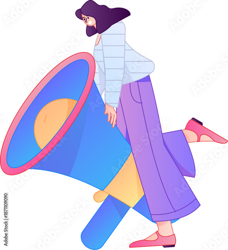 Character receiving notification messages, action poses, vector flat gradient illustration
