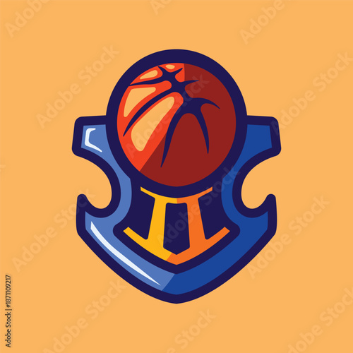 Basketball Badge Emblem Logo vector editable text Effect