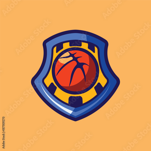 Basketball Badge Emblem Logo vector editable text Effect