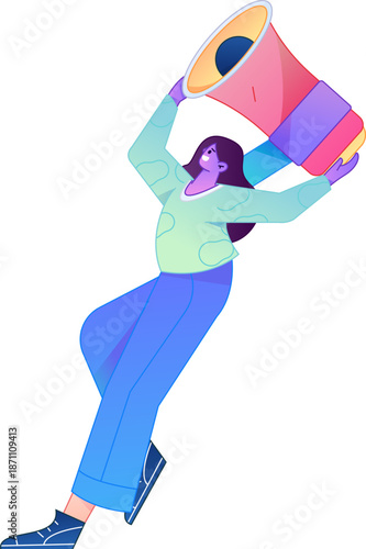 Character receiving notification messages, action poses, vector flat gradient illustration
