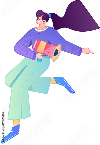 Character receiving notification messages, action poses, vector flat gradient illustration
