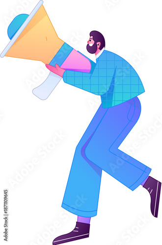 Character receiving notification messages, action poses, vector flat gradient illustration

