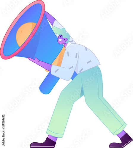 Character receiving notification messages, action poses, vector flat gradient illustration
