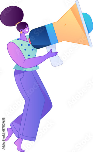 Character receiving notification messages, action poses, vector flat gradient illustration
