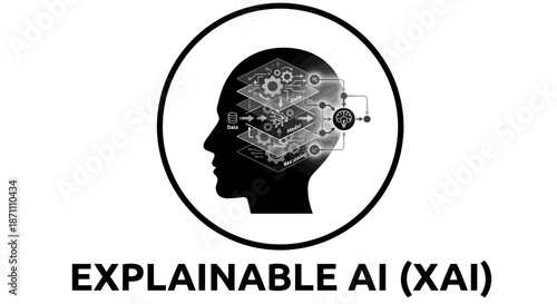 Explainable AI concept with human head and gears inside