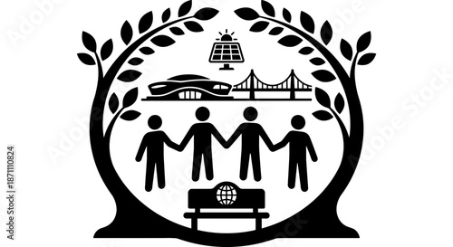 Eco friendly community coming together for sustainable future