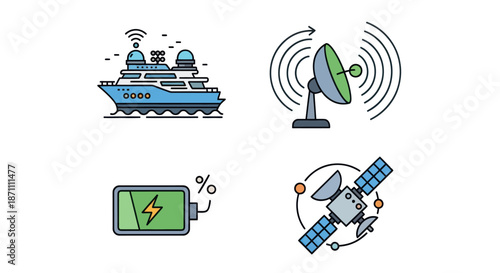 Modern Blue Yacht with Communication Antennas and Radar Systems.