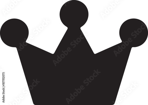 Simple Black Crown Silhouette Icon, Minimal black crown silhouette representing royalty, authority, and leadership, ideal for logos, branding, awards, apps, and modern graphic design use.

