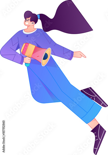 Character receiving notification messages, action poses, vector flat gradient illustration
