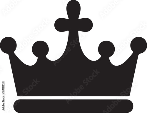 Royal Crown Icon with Cross Symbol, Black crown icon with cross detail symbolizing monarchy, Christianity, authority, and tradition, suitable for religious, royal, or heritage branding and design.

