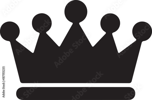 Solid Crown Icon Royal Authority Symbol, Bold black crown icon with rounded tips symbolizing royalty, authority, success, and premium quality, ideal for logos, badges, apps, and branding.

