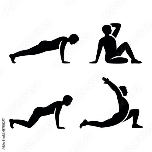 Person doing various fitness exercises Vector