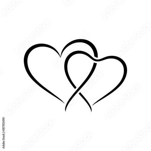 Two hearts vector sign symbol of love and connection