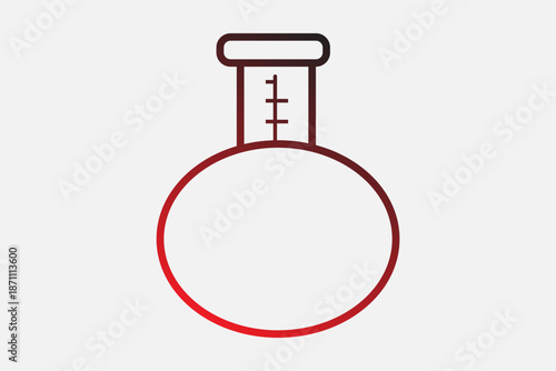 This image features a stylized scientific laboratory flask, specifically a boiling flask or round-bottom flask.