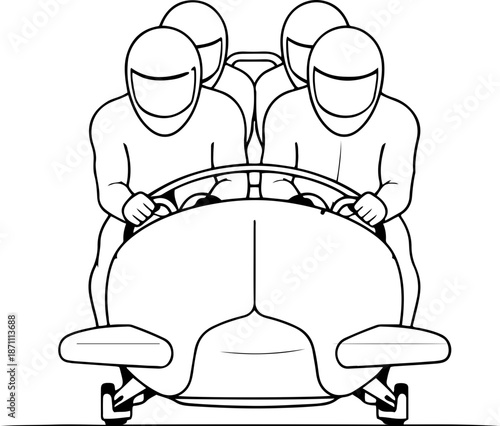 Bobsleigh Racing Team Illustration