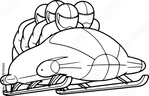 Bobsleigh coloring page illustration