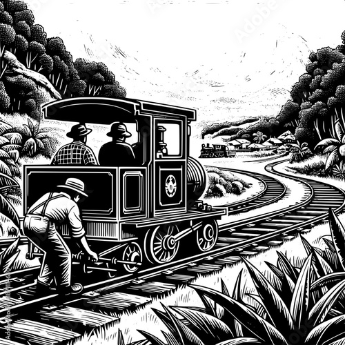 Railway Crew with Handcar