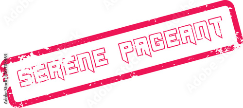 Serene Pagerot typography in a distressed red rubber stamp rectangle graphic element