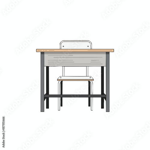 Modern Minimalist Office Desk and Chair Illustration
