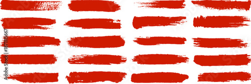 Bold red ink brush stroke textures with calligraphic quality, perfect for posters, headlines, and artistic typography.