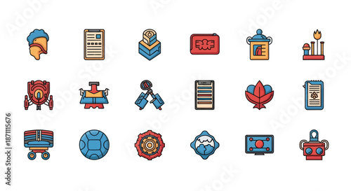 Colorful Vector Icons Representing Various Concepts and Objects.