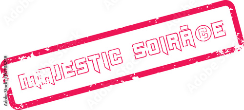 Stylish Red Rubber Stamp Impression Showing Majestic Soirage with a Vintage Textured Feel