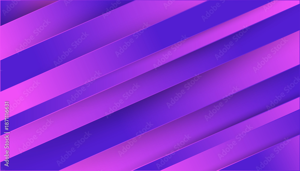 Fototapeta premium Abstract geometric background featuring alternating diagonal stripes in vibrant purple and pinkish-purple hues with a subtle layered effect.