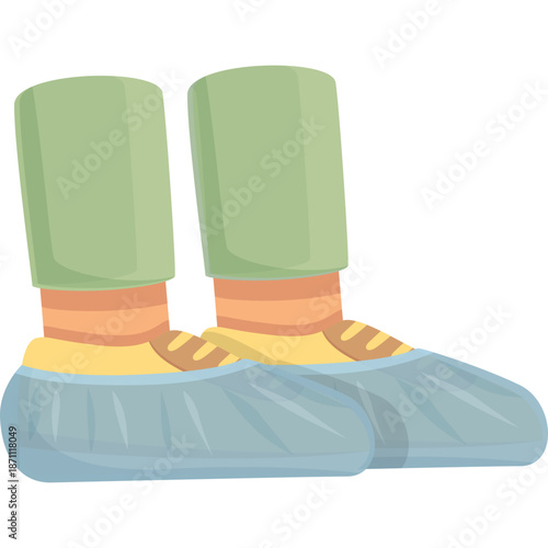 Cartoon Feet with Protective Shoe Covers