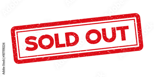 Red Sold out stamp tag label sticker badge with grunge texture vector design