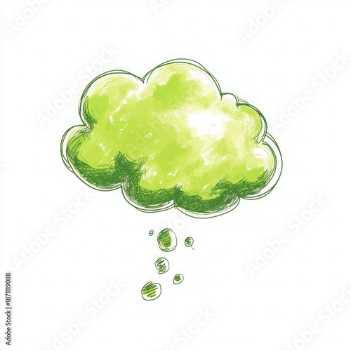 Wallpaper Mural Watercolor lime green thought bubble or cloud illustration isolated on white background Torontodigital.ca