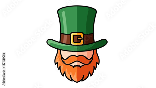 Leprechaun Hat and Beard Illustration for St. Patrick's Day Celebration and Irish Culture