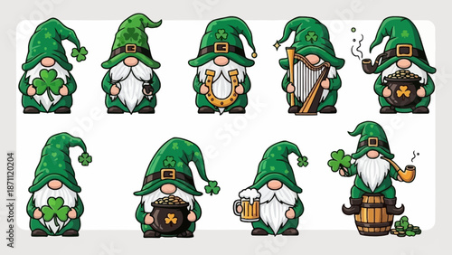 Saint Patrick's Day Gnomes Collection: Lucky Charms, Beer, Music and Gold