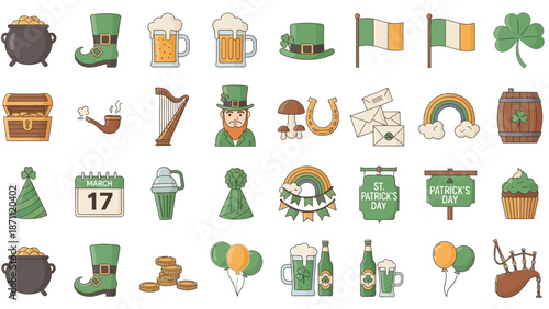 St. Patrick's Day Collection: Symbols of Luck, Celebration, and Irish Culture Icons