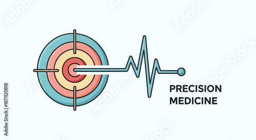 Precision Medicine Concept: Target with Heartbeat Line Medical Accuracy.