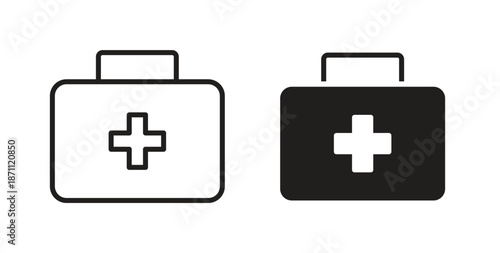 First aid icons in filled, thin line, outline and strokes