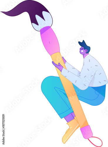 Doctor Character Professional Pose Medical Diagnosis Consultation Gradient Flat Vector Illustration Health Service Pose Asset
