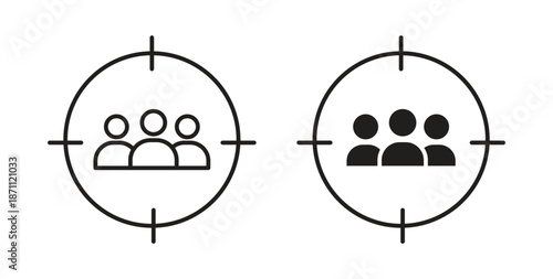 Focus group icons in filled, thin line, outline and strokes
