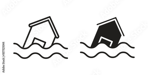 Flood icons in filled, thin line, outline and strokes