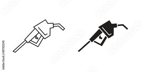 Fuel icons in filled, thin line, outline and strokes