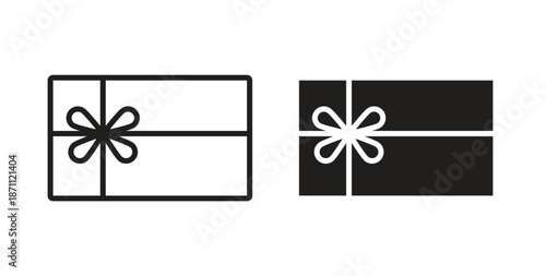 Gift card icons in filled, thin line, outline and strokes