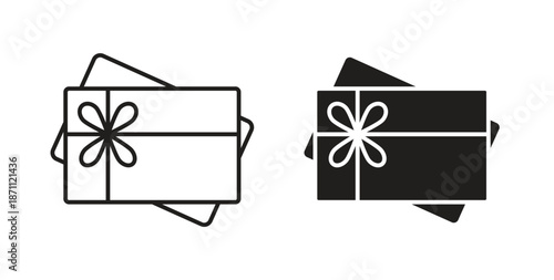Gift voucher icons in filled, thin line, outline and strokes