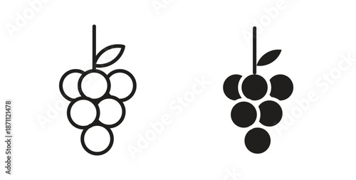 Grapes icons in filled, thin line, outline and strokes